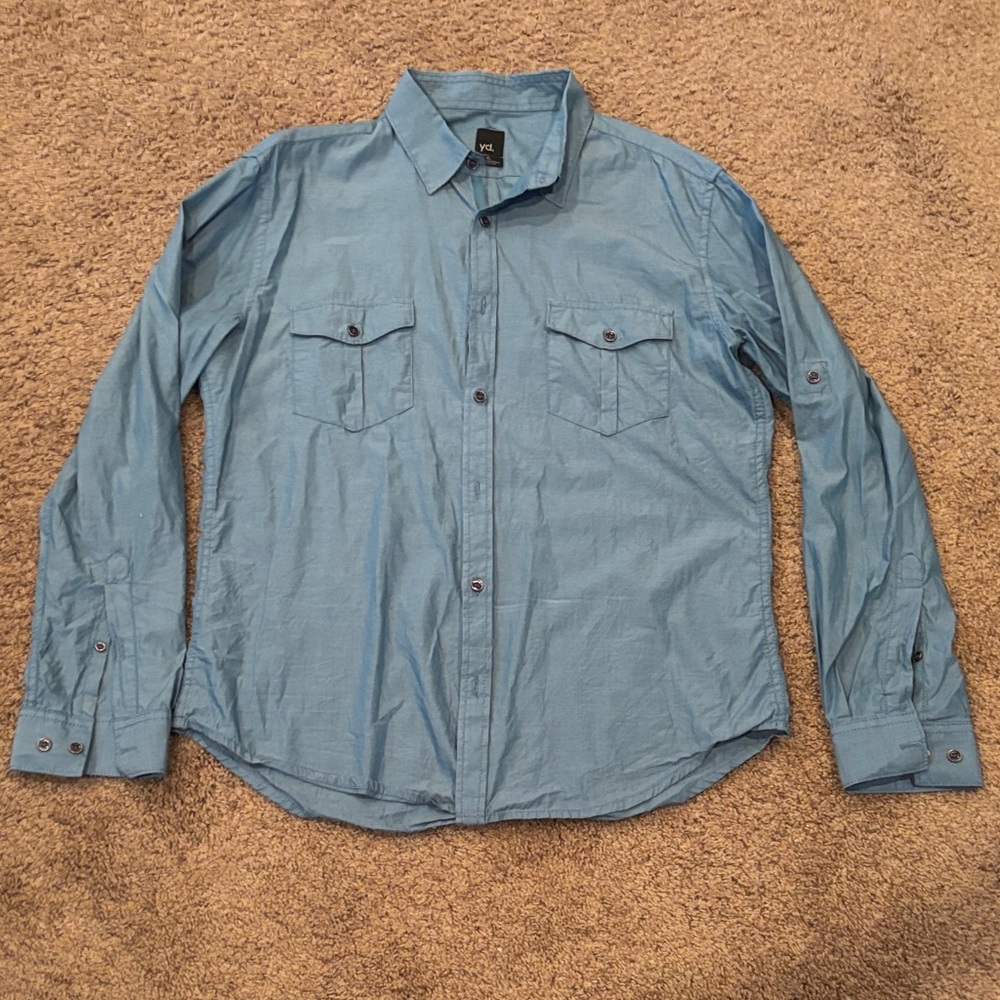 Men's Blue Casual Button Down Shirt